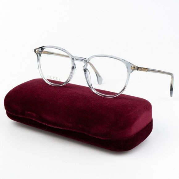 NEW Gucci GG0551O 013 Transparent Light Blue Oval Unisex Eyeglasses - Picture 1 of 11